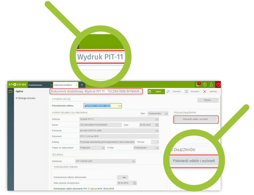 Przekazanie PIT-11 w formie procesu