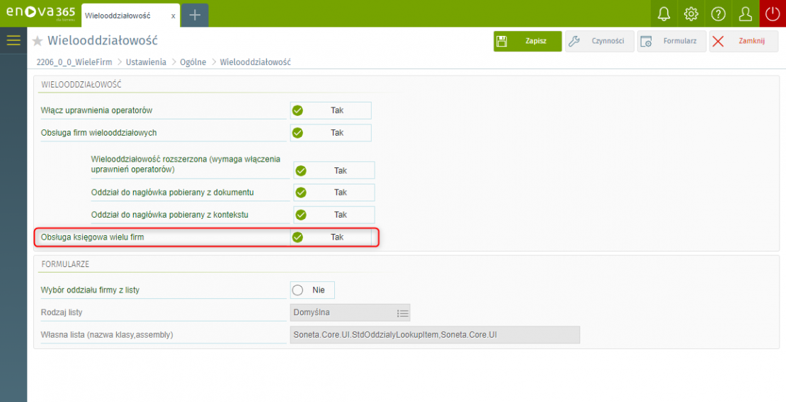 Nowe funkcje w zakresie wielooddziałowości